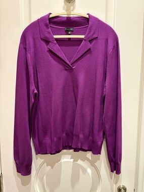 Talbots Vibrant Purple V-Neck Polo Sweater